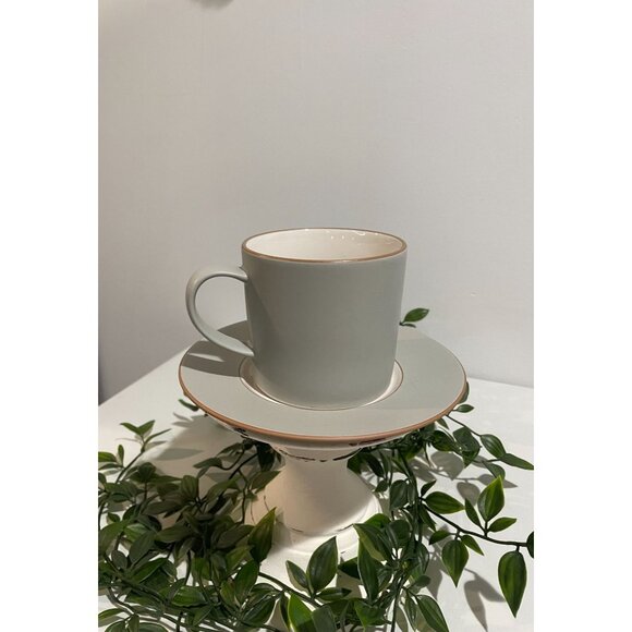 Crate & Barrel Green Ceramic Mug & Saucer Set - Picture 2 of 12